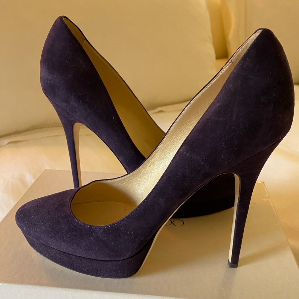 JIMMY CHOO Cosmic 112 Purple Suede Pumps